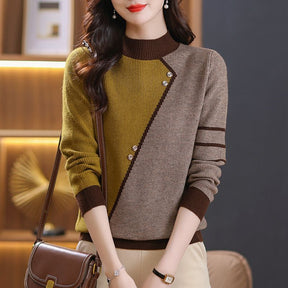 Fashion All-matching Mock Neck Sweater Women Brit Style