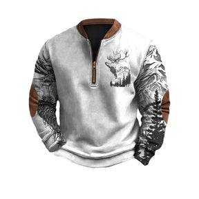 Polo Buckle Sweater Men's 3D Printing Half Zipper Brit Style