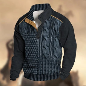 Fall Winter Men Printed Buckle Sweater Brit Style