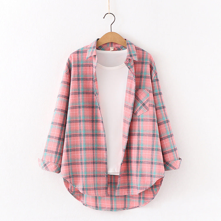 New Brand Plaid Shirt Women Loose Plus Size Blouse Female Long Sleeve Blouses Cotton Flannel Casual Shirt Women Tops Blusas Brit Style