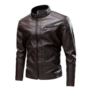 Spring And Autumn Cross-border Casual Men's Leather Clothing Stitching Motorcycle Retro Fashion Leather Jacket Coat Brit Style