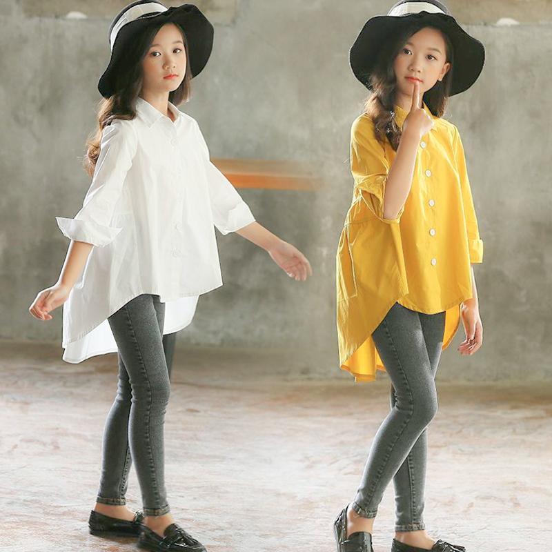 Girls' Big Kids Loose Fashionable Tops Korean Style Shirts Big Kids' Swallowtails Brit Style