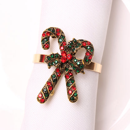 Elk Flower Christmas Tree Napkin Rings Bells