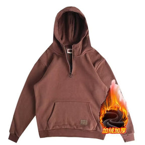 Half Open Collar Hooded Men's Sweater Brit Style