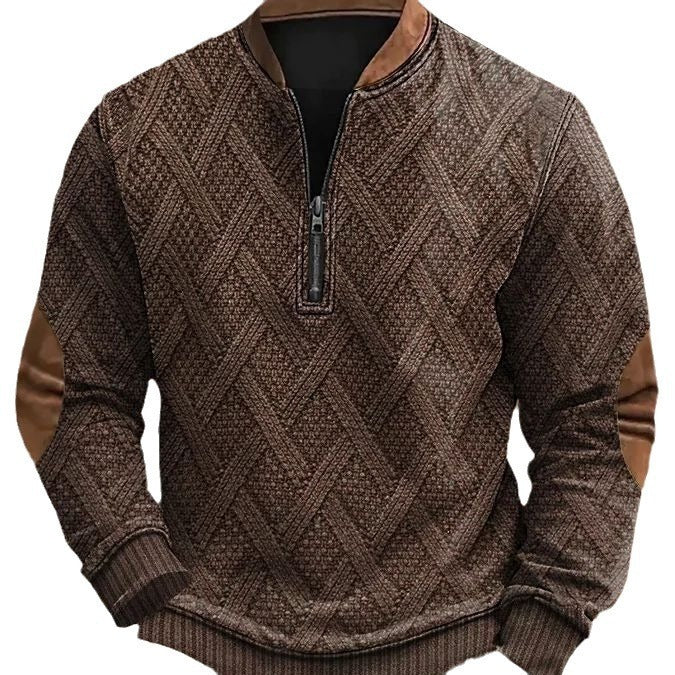 Autumn Winter Digital Printing Half Zipper Sweater For Men Brit Style