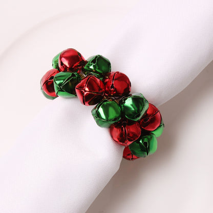 Elk Flower Christmas Tree Napkin Rings Bells