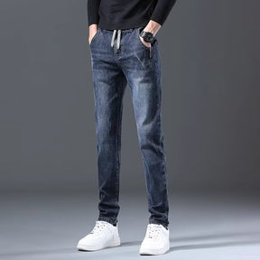 Jeans Men's Straight Loose Elastic All-matching Long Pants Brit Style