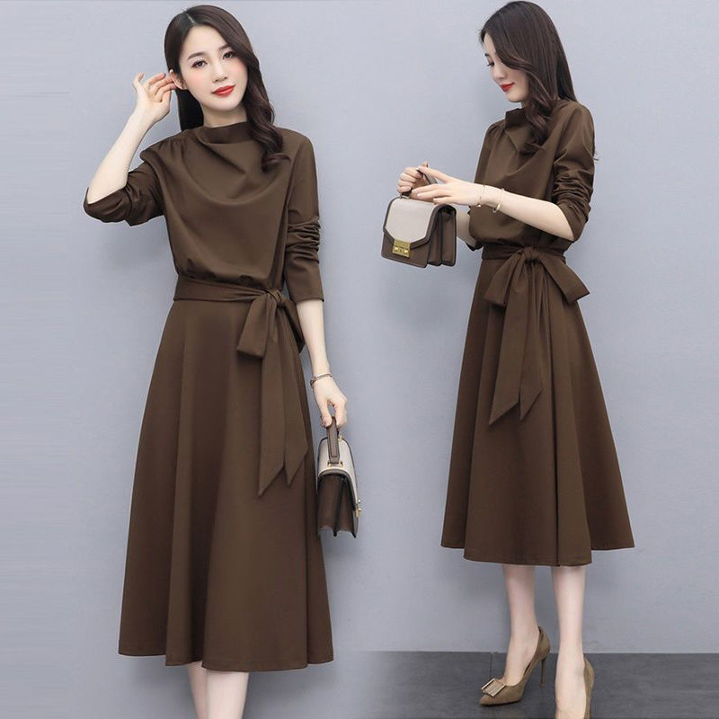 Fashion Casual Thin Long Sleeve Dress Brit Style