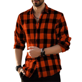 European And American Long Sleeve Loose 3D Personalized Printed Plaid Design Striped Shirt Brit Style