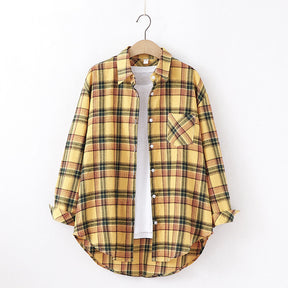 New Brand Plaid Shirt Women Loose Plus Size Blouse Female Long Sleeve Blouses Cotton Flannel Casual Shirt Women Tops Blusas Brit Style