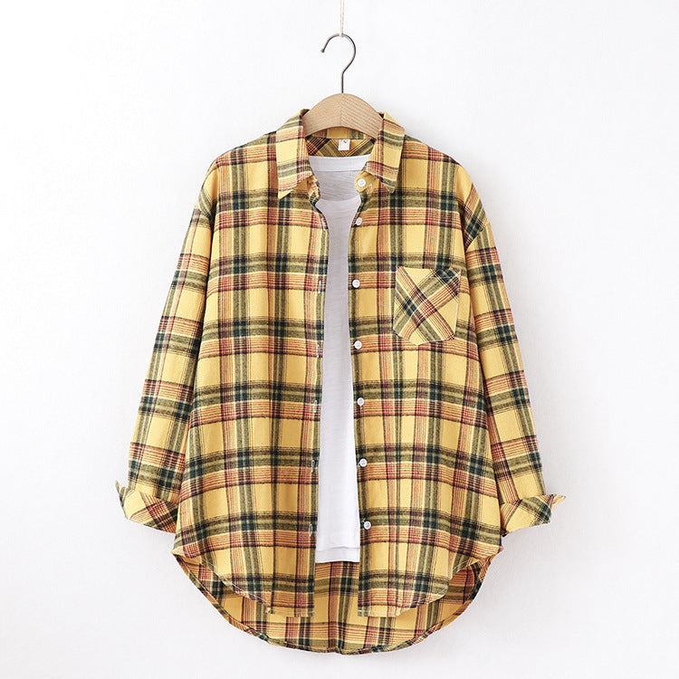 New Brand Plaid Shirt Women Loose Plus Size Blouse Female Long Sleeve Blouses Cotton Flannel Casual Shirt Women Tops Blusas Brit Style