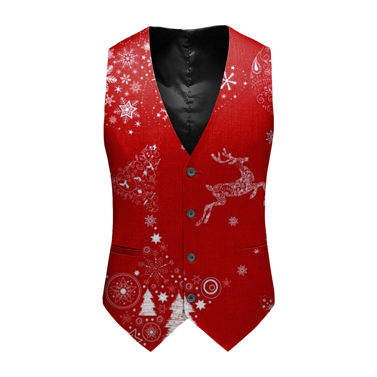 Slim-fit Youth Single-breasted Printed Vest Brit Style