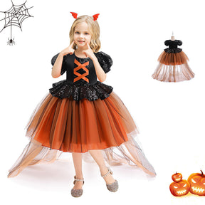 Halloween Girls' Witch Performance Costume Party Dress Brit Style