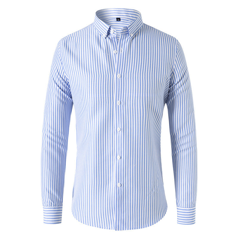 Men's Korean Style Striped Shirt Long Sleeve Brit Style