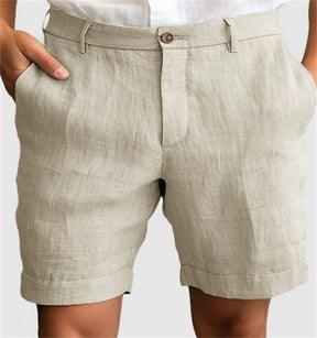 Men's Linen Summer Breathable Solid Color Outdoor Shorts Brit Style