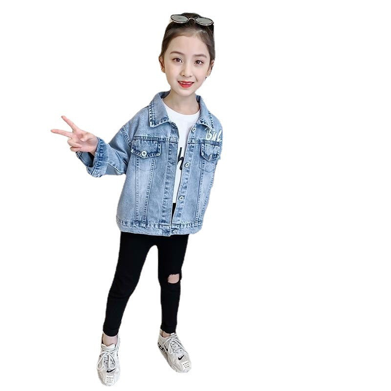 Cartoon Jacket Clothes Children Denim Tops Brit Style