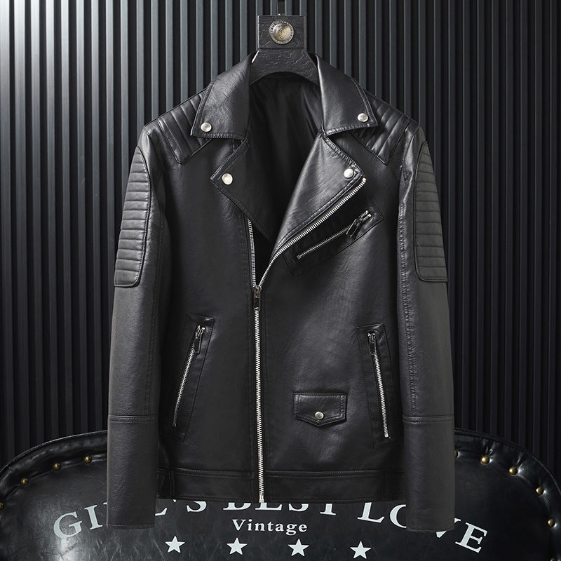 Spring And Autumn Slim-fitting Biker Leather Jacket Brit Style