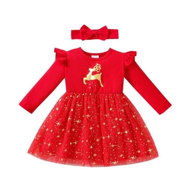 Girl's Christmas Clothes Floral Dress Baby Brit Style