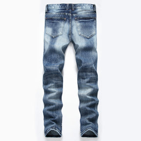 Ripped Fashion Slim-fit Trendy Straight Men's Jeans Brit Style