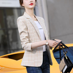 Korean Style British Casual Plaid Short Suit Brit Style