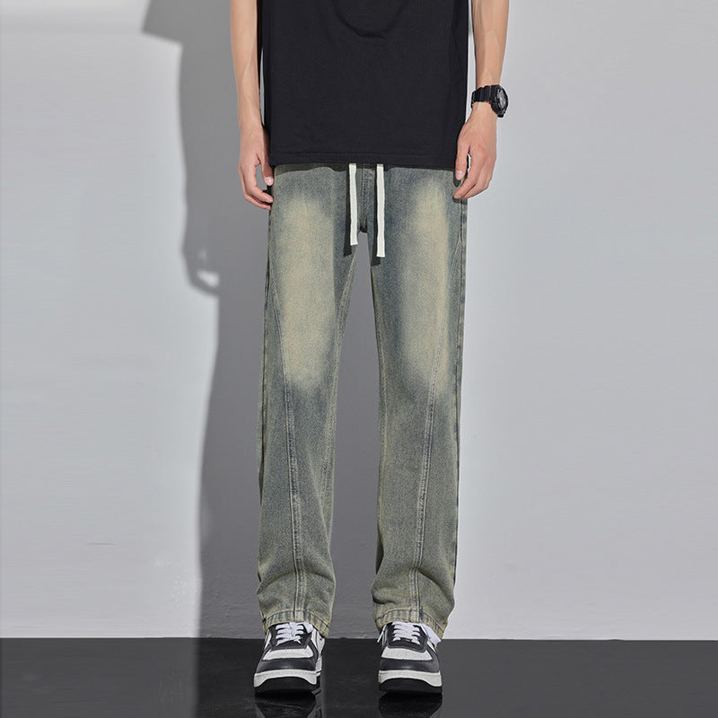 Spring And Summer Retro Distressed Straight Pants Brit Style