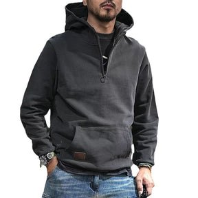 Half Open Collar Hooded Men's Sweater Brit Style