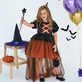 Halloween Girls' Witch Performance Costume Party Dress Brit Style