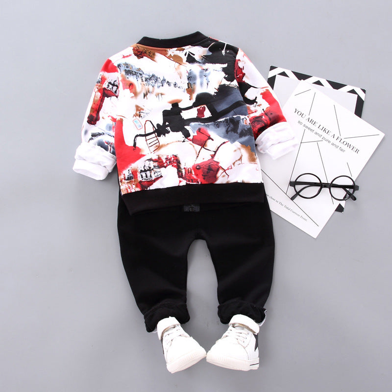 Boys Handsome Autumn And Winter Clothes Three-Piece Kid Clothes Brit Style