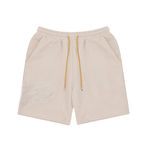 Heavy Embroidery Loose Shorts Solid Color Casual Brit Style