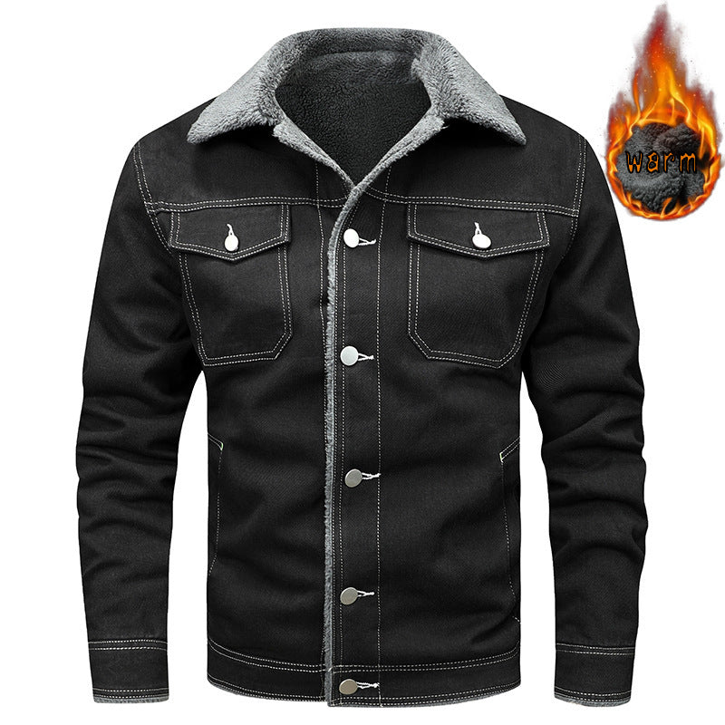 Denim Coat Fleece-lined Men Fashion Brands Jacket Brit Style