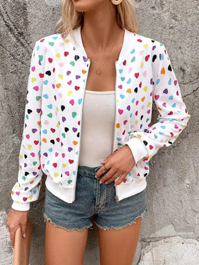 Zipper Jacket Small Thin Long-sleeved Top Colorful Printing Brit Style