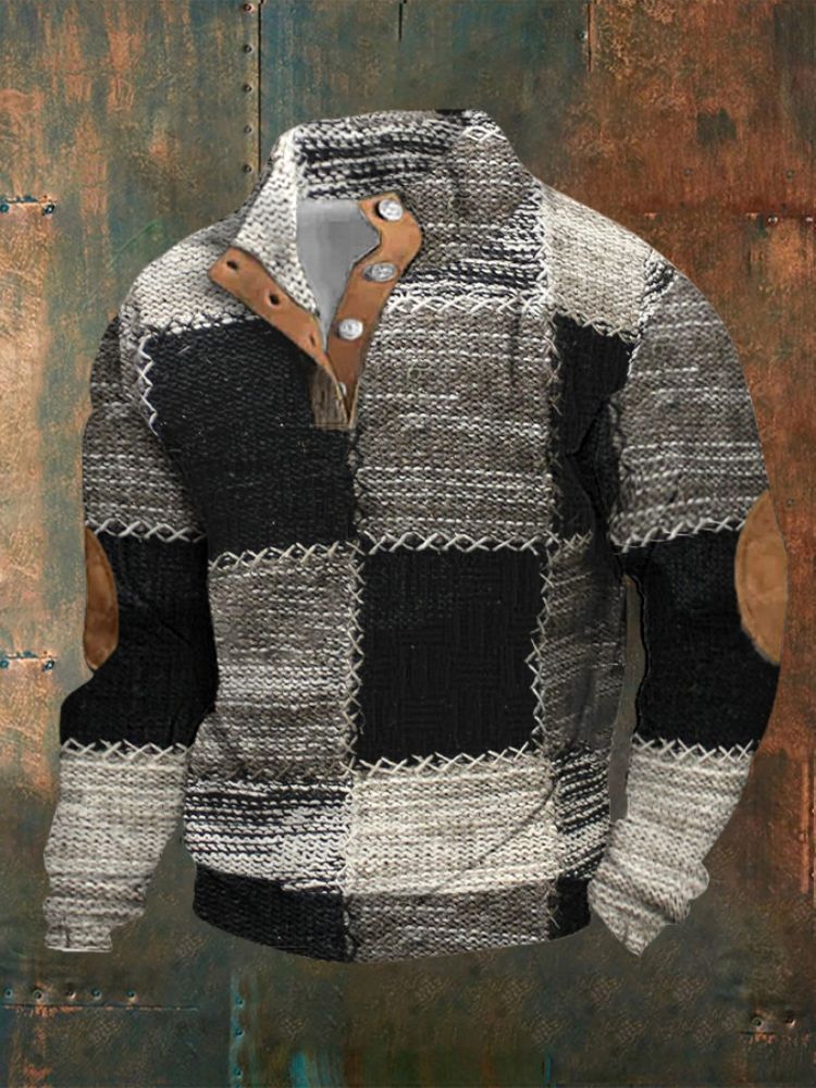 Digital Printing Turtleneck Half Zipper Sweater For Men Brit Style