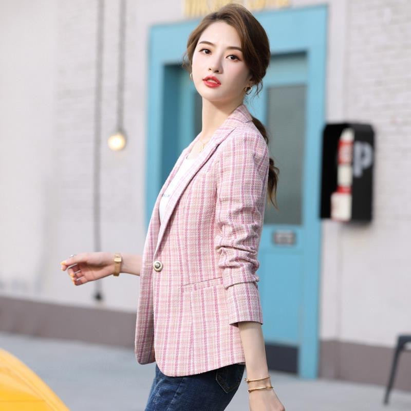 Korean Style British Casual Plaid Short Suit Brit Style