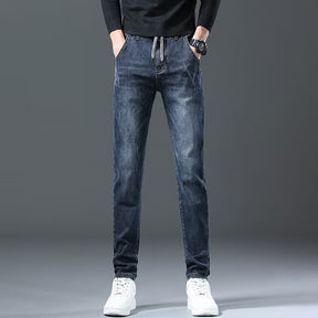 Jeans Men's Straight Loose Elastic All-matching Long Pants Brit Style