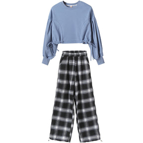 Girls' Suits Western Style Korean Children's Clothing Trendy Plaid Trousers Big Kids Brit Style