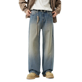 Retro Fashion And Personalized Men's Straight Jeans Brit Style