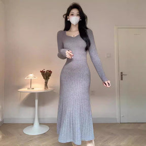 Knitted Fallwinter Sweater Dress Long Below The Knee Brit Style