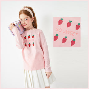 Children's Clothing Girls T-shirts Long-sleeved Girls Big Kids Sweet Cotton Bottoming Shirt Brit Style