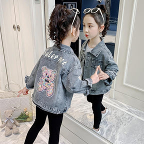 Cartoon Jacket Clothes Children Denim Tops Brit Style