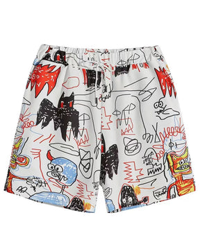 Graffiti 3D Casual Loose Men's Beach Pants Brit Style