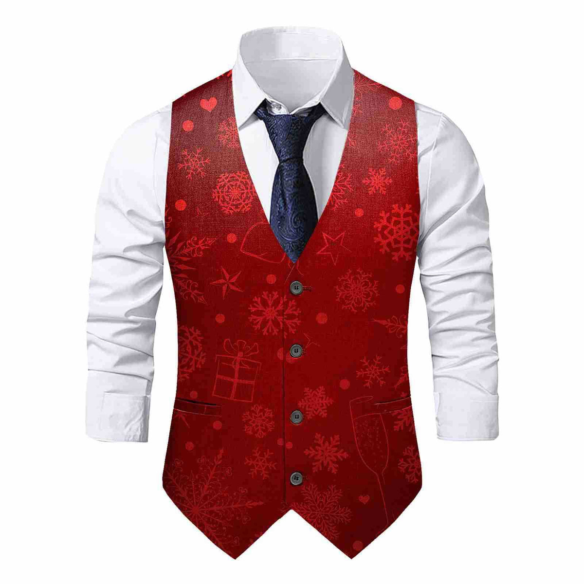 Slim-fit Youth Single-breasted Printed Vest Brit Style