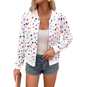 Zipper Jacket Small Thin Long-sleeved Top Colorful Printing Brit Style