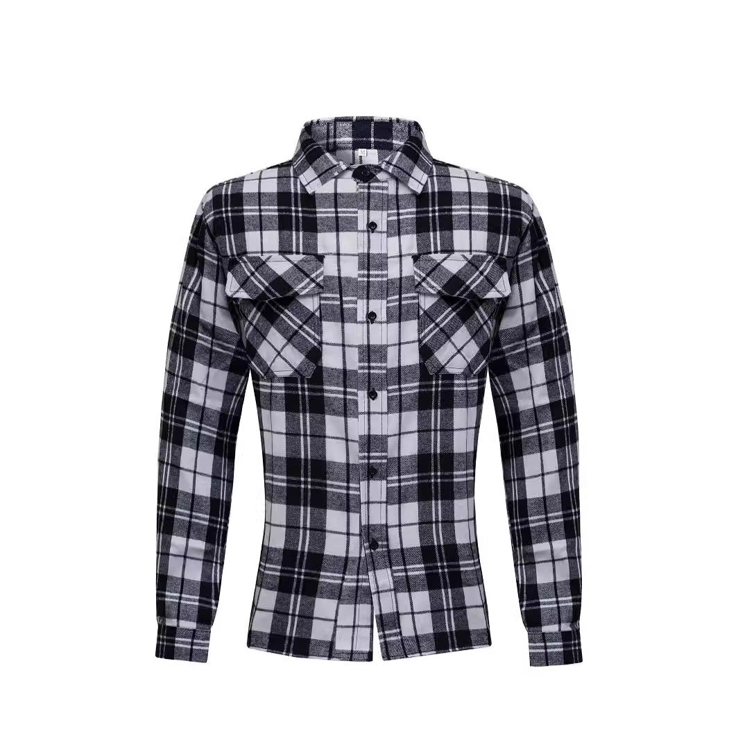 Cool Long Sleeve Lapel Shirt Fashion Plaid Brit Style