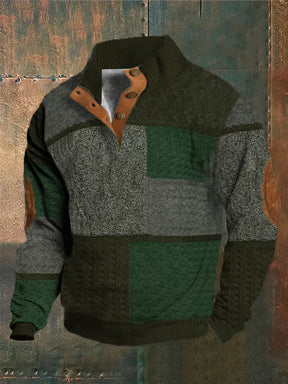 Autumn And Winter Men's Printed Sweater With Buckle Brit Style