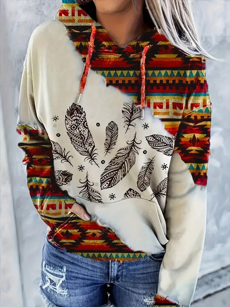 Women's Hoodie Fashionable Ethnic Style Casual Sports Hoodie Brit Style