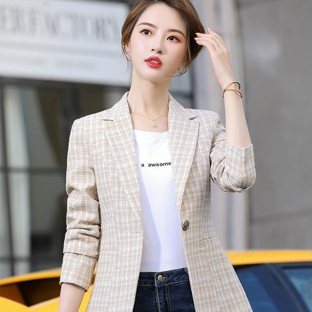 Korean Style British Casual Plaid Short Suit Brit Style