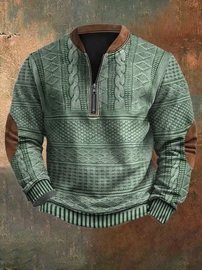 Autumn Winter Digital Printing Half Zipper Sweater For Men Brit Style