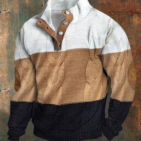 Digital Printing Turtleneck Half Zipper Sweater For Men Brit Style