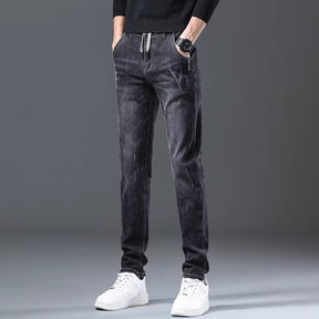 Jeans Men's Straight Loose Elastic All-matching Long Pants Brit Style