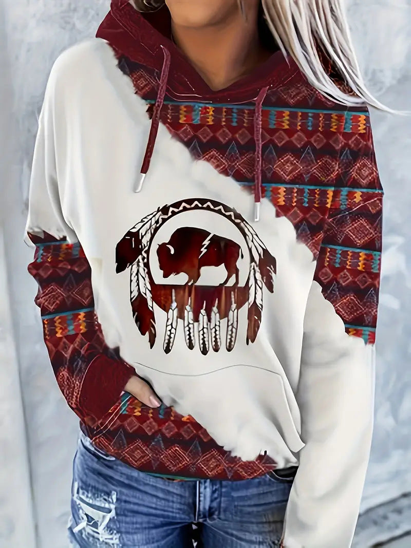 Women's Hoodie Fashionable Ethnic Style Casual Sports Hoodie Brit Style